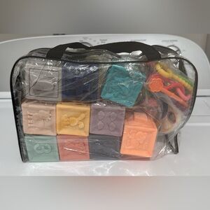 Colorful assortment of Soft silicone Baby toddler chew toys Blocks Set etc